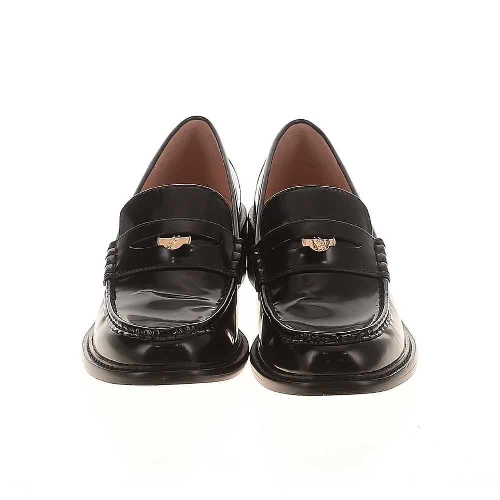 Black leather Loafers with Gold Accent